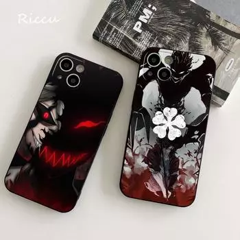 Мягкий чехол для iPhone 14 с аниме «Черный клевер» для Iphone 14 11 12 Pro 8 7 Plus X 13 Pro MAX SE2020 XR XS RICCU, мягкие чехлы iphone XR
