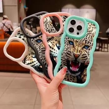 Мягкий чехол для телефона Macaron Big Wave для iPhone 11 12 13 14 15 Pro Max Samsung A13 A23 A14 A24 A55 Xiaomi Redmi Note 13 12, чехол A51 с рисунком тигра и леопарда for iPhone 6(6s)