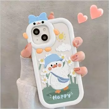 Мягкий чехол для телефона «Маленький монстр» для iPhone 11, чехол для iPhone 15, 14, 13, 12 Pro Max 6S, 6, 7, 8, 15 Plus, XS, XR SE, чехол с рисунком желтой утки 7 Plus 8 Plus