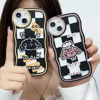 Мягкий чехол для телефона с милой собакой и волной для IPhone 15 OPPO A58 Reno 10 5G Samsung S23 S24 Ultra A54 A53 Redmi Note 12 Pro Note 11 Realme C55 C53 Infinix Cover Infinix Hot 10 Play