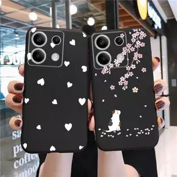 Мягкий черный силиконовый чехол с рисунком в виде сердца для Samsung Galaxy A55 A54 A34 A15 S24 Xiaomi Redmi Note 13 Pro, противоударный защитный чехол для камеры Samsung Galaxy S23