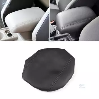 Мягкий кожаный чехол на центральный подлокотник для Ford Focus 2012, крышка центральной консоли автомобиля, подлокотник, кожный покров, наклейка, отделка чёрный