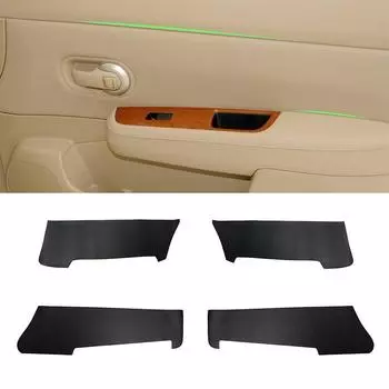 Мягкий кожаный чехол на дверную панель для Nissan Tiida 2005 2006 2007 2008, автомобильный Стайлинг, 4 шт., покрытие внутренней дверной панели чёрный