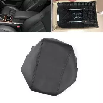 Мягкий кожаный чехол на подлокотник из микрофибры для Chrysler 300 2008 2009 2010, салон автомобиля, центральный контрольный подлокотник, наклейка на коробку чёрный