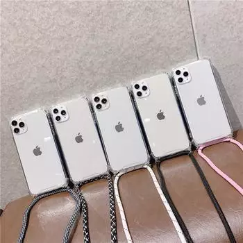Мягкий прозрачный чехол для телефона Iphone 14 Plus 14 13 12 11 Pro Max XS XR 6S 7 8 Plus, противоударная силиконовая подушка безопасности, ожерелье через плечо, ремешок for iphone 5 5s (4.0)