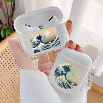 Мягкий прозрачный чехол из ТПУ для Apple Airpods Pro 3 2 1, чехол The Great Wave of Kanagawa, беспроводные Bluetooth-наушники, чехлы для Airpod