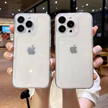 Мягкий прозрачный чехол из ТПУ для iPhone 15 14 13 12 11 Pro XS Max XR X 8 7 Plus SE прозрачная задняя крышка For iPhone 12
