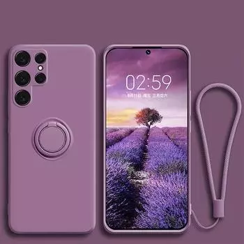 Мягкий силиконовый чехол-держатель для кольца для Samsung Galaxy Note 10 20 S21 S23 Ultra S10 S9 Plus S20 FE S10E S22 5G Мягкий жидкий чехол For S21 чёрный