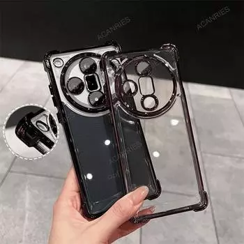Мягкий силиконовый чехол с четырьмя углами и утолщением для Oppo Find X7 Ultra Reno 11 F 10 Pro 8t 7 5 K Cover Reno10 Reno11 Reno11f Find X7 чёрный