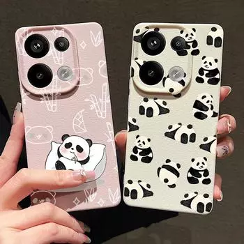 Мягкий силиконовый чехол с рисунком панд для Xiaomi 13t Poco X6 M6 Pro Redmi Note 14 13 12 11 10 Pro, ударопрочный, кожаный, текстура, однотонный, тонкий чехол Redmi Note 14 5G чёрный