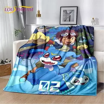 Мягкое плюшевое одеяло Digimon Adventure Monster с героями мультфильмов, фланелевое одеяло для гостиной, спальни, кровати, дивана, пикника, детей 50x60in