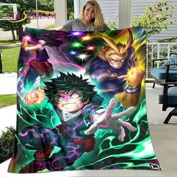 Мягкое плюшевое одеяло My Hero Academia с героями мультфильмов, фланелевое одеяло для гостиной, спальни, кровати, дивана, чехол для пикника 75x100cm (30x40inch)