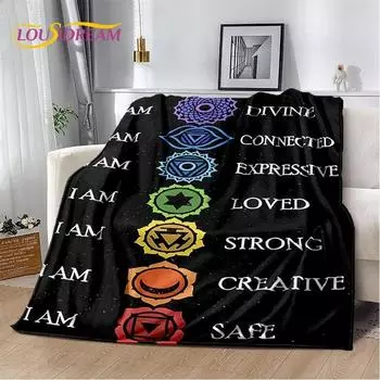 Мягкое плюшевое одеяло Rainbow 7 Chakra Mandala Bohemia, фланелевое одеяло, покрывало для гостиной, спальни, кровати, дивана, чехла для пикника 30x40in
