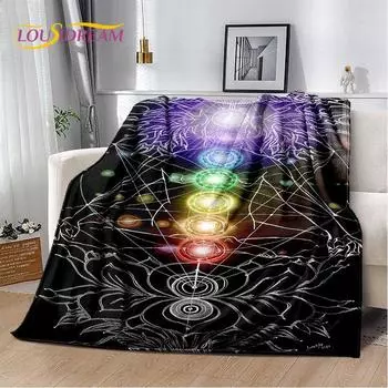 Мягкое плюшевое одеяло Rainbow 7 Chakra Mandala Bohemia, фланелевое одеяло, покрывало для гостиной, спальни, кровати, дивана, чехла для пикника 30x40in