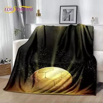 Мягкое плюшевое одеяло с 3D рисунком футбола, фланелевое одеяло для гостиной, спальни, кровати, дивана, чехол для пикника Bettdecke 75x100cm (30x40inch)