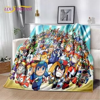 Мягкое плюшевое одеяло с игрой Rockman Megaman, фланелевое одеяло для гостиной, спальни, кровати, дивана, чехол для пикника, детское одеяло 75x100cm (30x40inch)