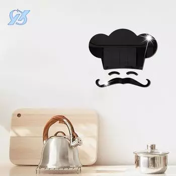 Mr. Kitchen Hat Mirrored Three-dimensional Acrylic Wall Sticker Decoration Restaurant Wall Background Sticker