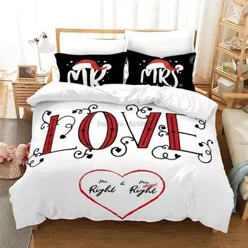 Mr Mis Right Couple Series 3d Комплект постельного белья Постельное белье Пододеяльник Наволочка Твин Полный Queen King Size декор спальни 135x200cm