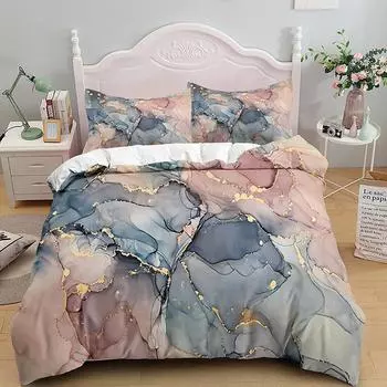 Мраморный комплект постельного белья King/Queen Size, серое золото, мраморный пододеяльник для мужчин и взрослых, современное абстрактное искусство, Tie Dye, готический мягкий пододеяльник 135x200cm 2pcs