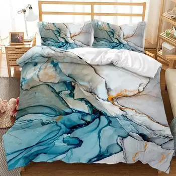 Мраморный пододеяльник Tie Dye Blue And Orange Modern Abstract Twin Комплект постельного белья Double Queen King Microfiber Cover 70x133cm 2pcs