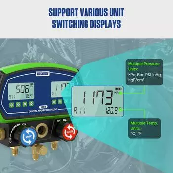 MRCARTOOL L302 Тестер утечки хладагента в кондиционере Манометр Тест вакуума HVAC Температурный цифровой измерительный прибор для коллектора Инструменты CHINA