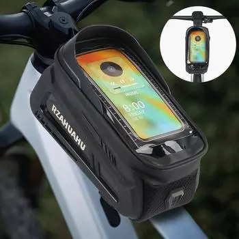 MTB Road Bike Bag Touch Screen Waterproof Cycling Bag Top Frame Tube Bag with Sun-Visor Bicycle Bag Phone Case Bike Accessories чёрный
