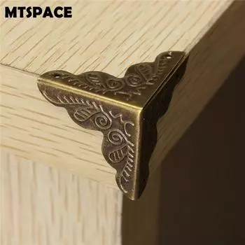 MTSPACE 10 шт./набор классическая шкатулка для украшений угловая ножка деревянный чехол угловой протектор бронзовый тон цветочный узор резные металлические поделки