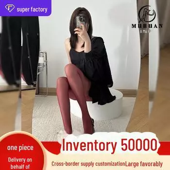 Mu Ruan Ankola Red Matte Retro Wine Red Чулки: Осенние колготки с микрокомпрессией для красивых ножек Hand-torn socks black чёрный