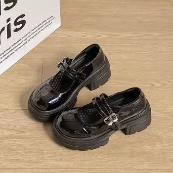 Muffin platform small leather shoes women s new summer shallow mouth versatile skirt Mary Jane single shoes 35