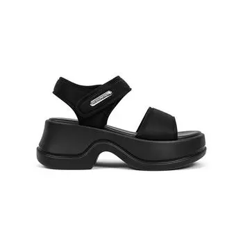 Muffin thick-soled heightening sandals women s new summer wear casual sports Velcro beach shoes 35 чёрный