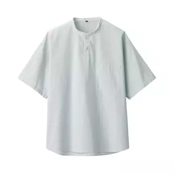 MUJI Cool Henley Neck Short Sleeve Fabric AC1W6A4S Light Green Stripe XL Мужская футболка Мужская Мужская