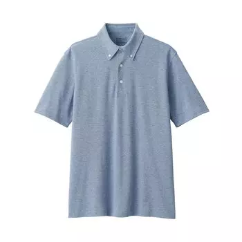 MUJI Cool UV Protection Пике трикотажная рубашка поло на пуговицах с коротким рукавом AB1M8A4S темно-синяя XL Мужская Мужская Мужская Мужская тёмно-синий