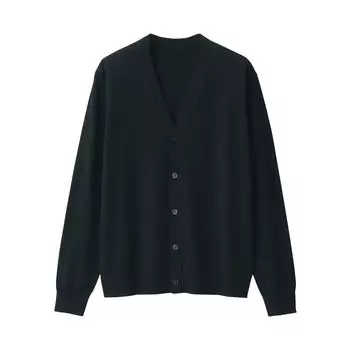 MUJI Men s Washable Wool High Gauge V-Neck Cardigan Men s AA0PFA4A Black Men s L