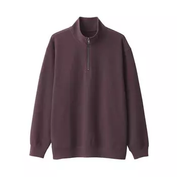 MUJI мужской свитер с двойной вязкой в рубчик Milano, с полумолнией, мужской AB1NDA4A, темно-фиолетовый, цвет M