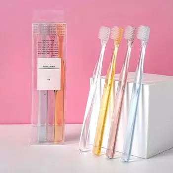 MUJI Прозрачная кристальная ручка портативная мягкая зубная щетка 1 Box 4 Pieces чистый
