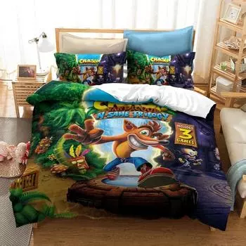 Мультфильм Crash Bandicoot 3d Роскошный комплект постельного белья Пододеяльник Комплект наволочек Твин Полный Queen King Bedchothes EU Single 135x200cm