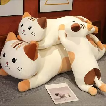 Мультфильм Длинные Полоски Клип Ноги Лежащая Кошка Кукла Мягкая Подушка Девочки Спят Плюшевая Ленивая Игрушка Успокаивающая Обнимашка Куклы Для Сна Подарок Детям 60cm