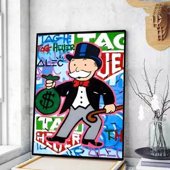 Мультфильм доллар Aalec MonopolyS плакат необычная наклейка на стену для гостиной бар искусство настенные наклейки кабинет домашний декор гостиной 21cm30cm NoFrame