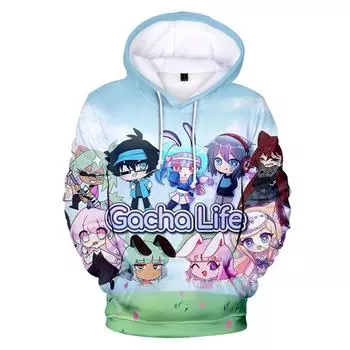 Мультфильм Игра Gacha Life 3D Печатные Толстовки Для Мужчин Одежда Милые Девочки Каваи Толстовки Повседневные Детские Пуловеры Спортивные Костюмы Y2k Топы 100cm