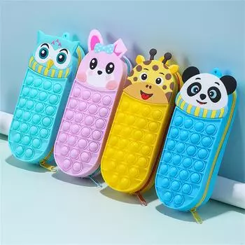Мультфильм кролик панда многофункциональный школьный канцелярский ящик милый уменьшающий давление силиконовый пенал пенал школьный