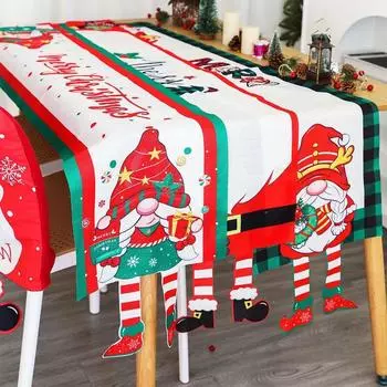 Мультяшная ткань Рождественская скатерть Рождественский орнамент Navidad Table Runner Многоразовый Рождественский флаг для стола Рождество