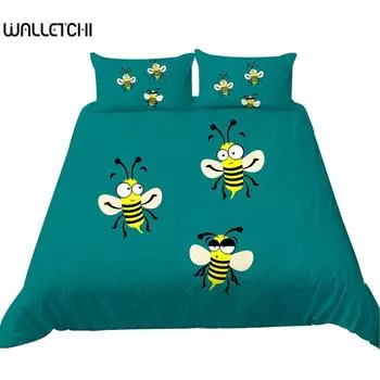 Мультяшные животные пододеяльник комплект King Size летающие милые пчелы одеяло покрывало детский забавный комплект постельного белья с животными для детей и молодежи EU single(135x200cm)