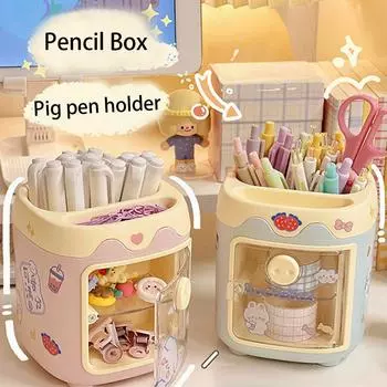 Мультяшный держатель для ручек Multi Grid Little Pig Pen Holder Милый креативный офисный держатель для ручек Pig Nose Ящик НОВЫЙ