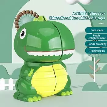 Мультяшный кубик динозавра, игра-головоломка, 3D Dino, нерегулярный поворотный куб, детская обучающая игрушка-динозавр, помогающая снять стресс