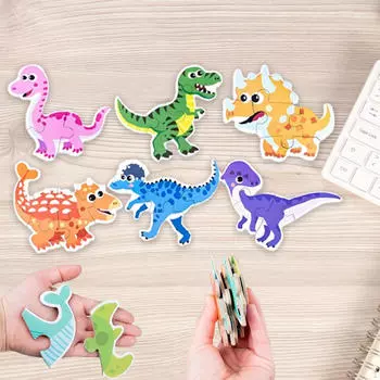 Мультяшный пазл Раннее образовательное распознавание игрушки Stem Toys Сопоставление фигур Монтессори для Dinosaur Animal