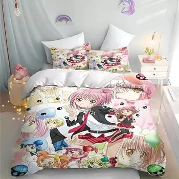 Мультяшный Shugo Chara Пододеяльник Детский Hinamori Amu Милый Полиэстер Мягкий Дышащий Одеяло Анимация Постельный комплект 70x133cm 2pcs