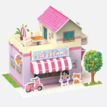 Мультяшный трехмерный пазл Детские самодельные DIY игрушки Бумажная карточка Модель виллы для сборки Настольное украшение