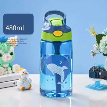 MULAN 480ML Children s Drinking Straw Cup Special Anti-falling Water Bottle for School in Summer Portable Water Cup 480ml