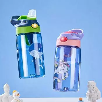 MULAN 480ML Children s Drinking Straw Cup Special Anti-falling Water Bottle for School in Summer Portable Water Cup 480ml