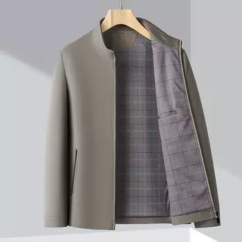 Mulberry silk jacket men s spring and autumn new middle-aged and elderly dad s thin top business casual loose stand-up collar jacket 170